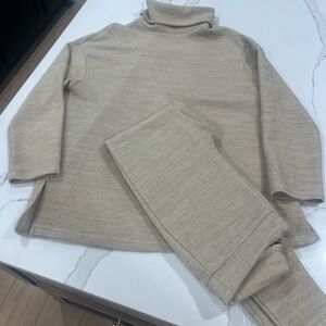 Cozy Beige Turtleneck Sweater and Pants Set